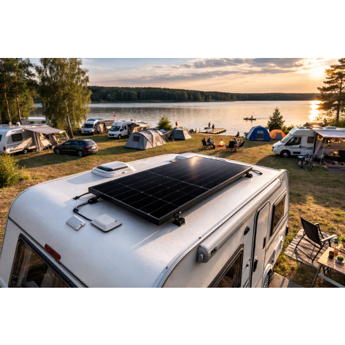 Zestaw Solarny do Kampera Przyczepy 2000w Panel Regulator Przetwornica 230v